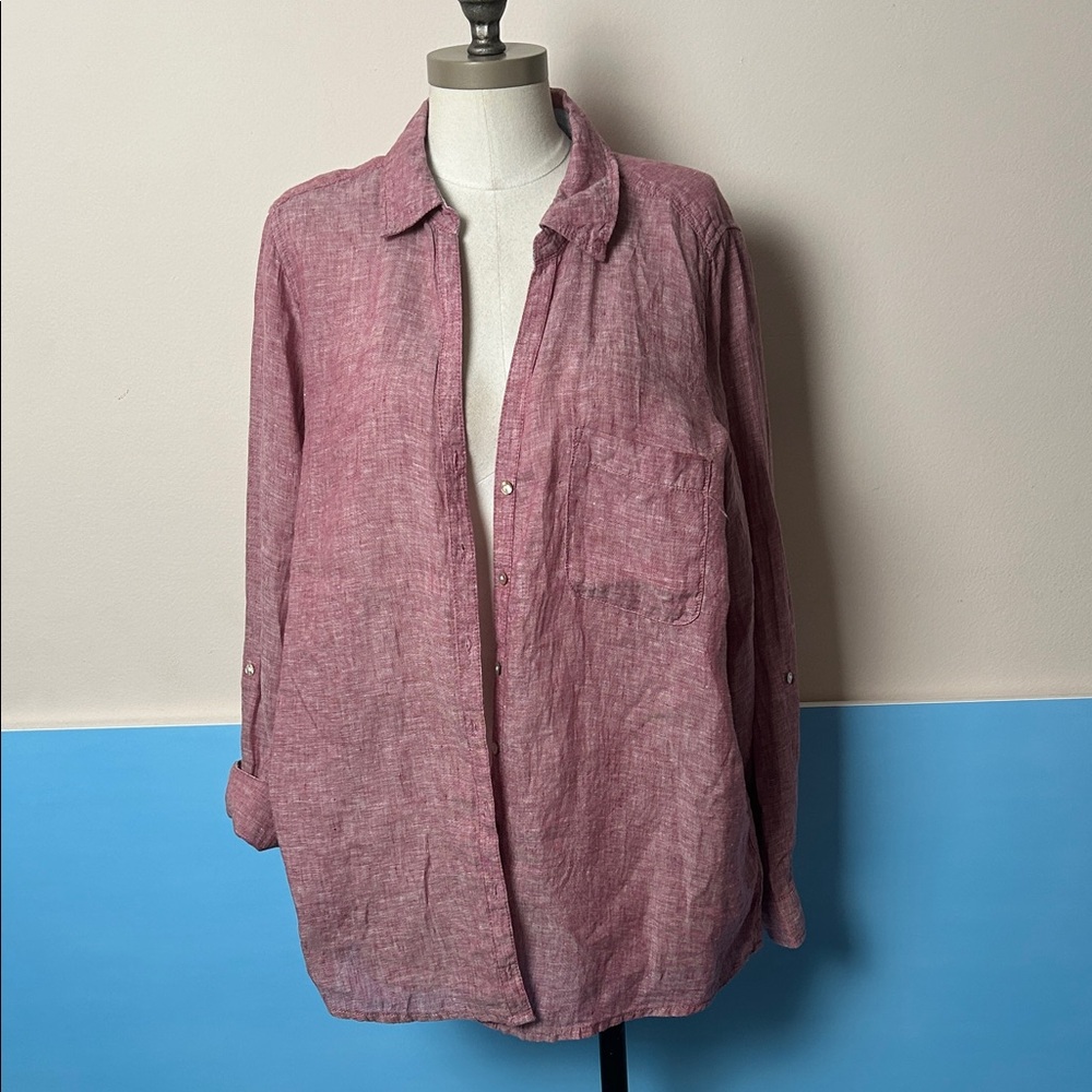 Sigrid Olsen Linen Shirt in Soft Pink size large